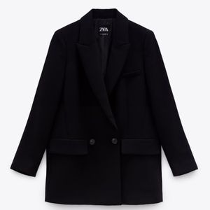 Zara Flowy Blazer Black Size Large Oversized Fit